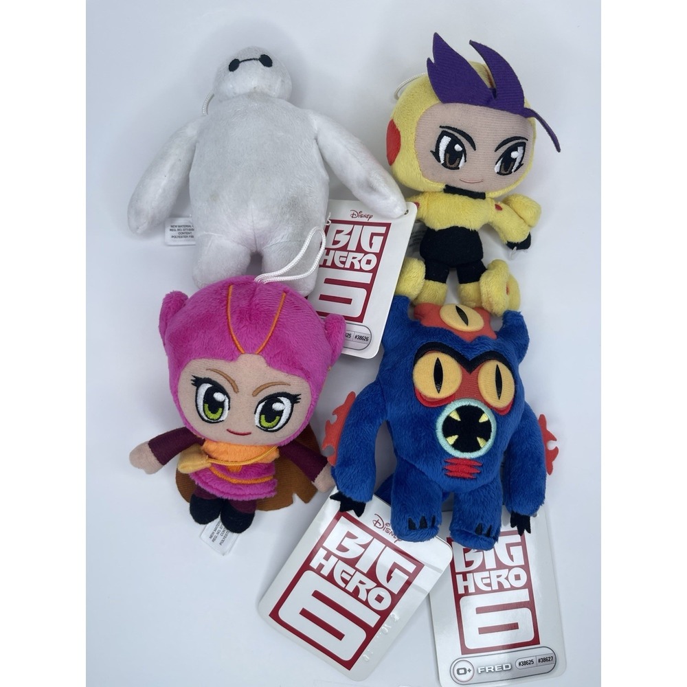 Disney Big Hero 6 Plush Characters 6" Gogo Tomago Honey Lemon Fred Baymax Lot 4